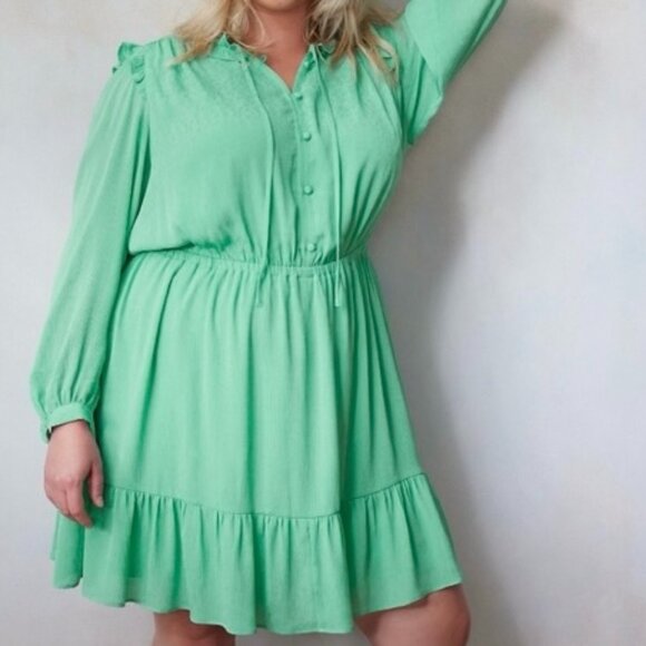 LC Lauren Conrad Adel Blue ruffle neck & bottom dress, size 3X - Picture 1 of 6